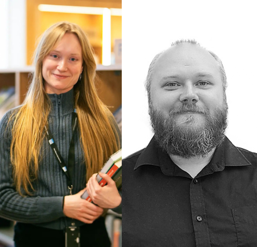 Jimi Thaule og Tora Elise Brunvatne besøker biblioteket